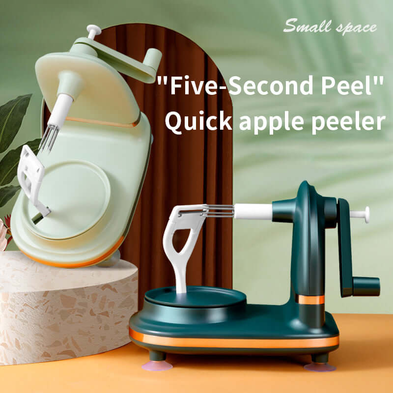 Five-Second Peel quick apple peeler with a modern design, ideal for efficient fruit peeling in small spaces.