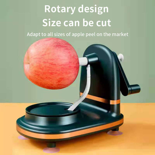 Rotary apple peeler designed for all apple sizes with efficient peeling and easy operation.